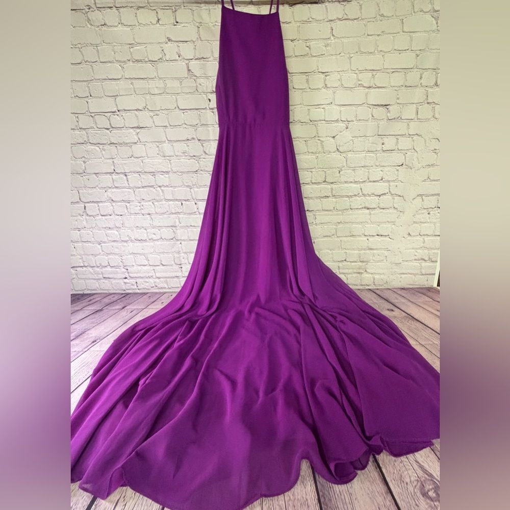 Lulus Boho Georgette Mythical Kind of Love Magenta Whimsical Maxi Dress Size S
